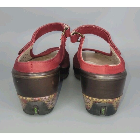 Jambu Journey Encore Leather Mary Jane Shoes 8.5 M Red Open Toe Clogs Slip On - Picture 8 of 13